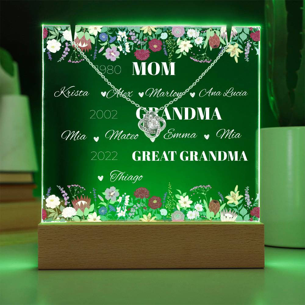 Personalized Gift Acrylic Necklace Bundle for Mom, Grandma and Greatgrandma