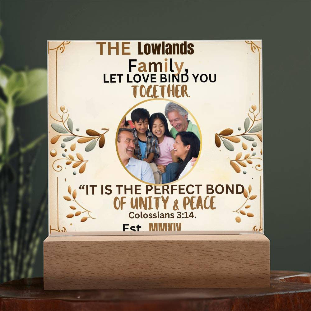 Custom Religious Gift with Biblical Verse Acrylic Table Stand Inspirational Christian Family LED Lighted Plaque Personalized Catholic Art