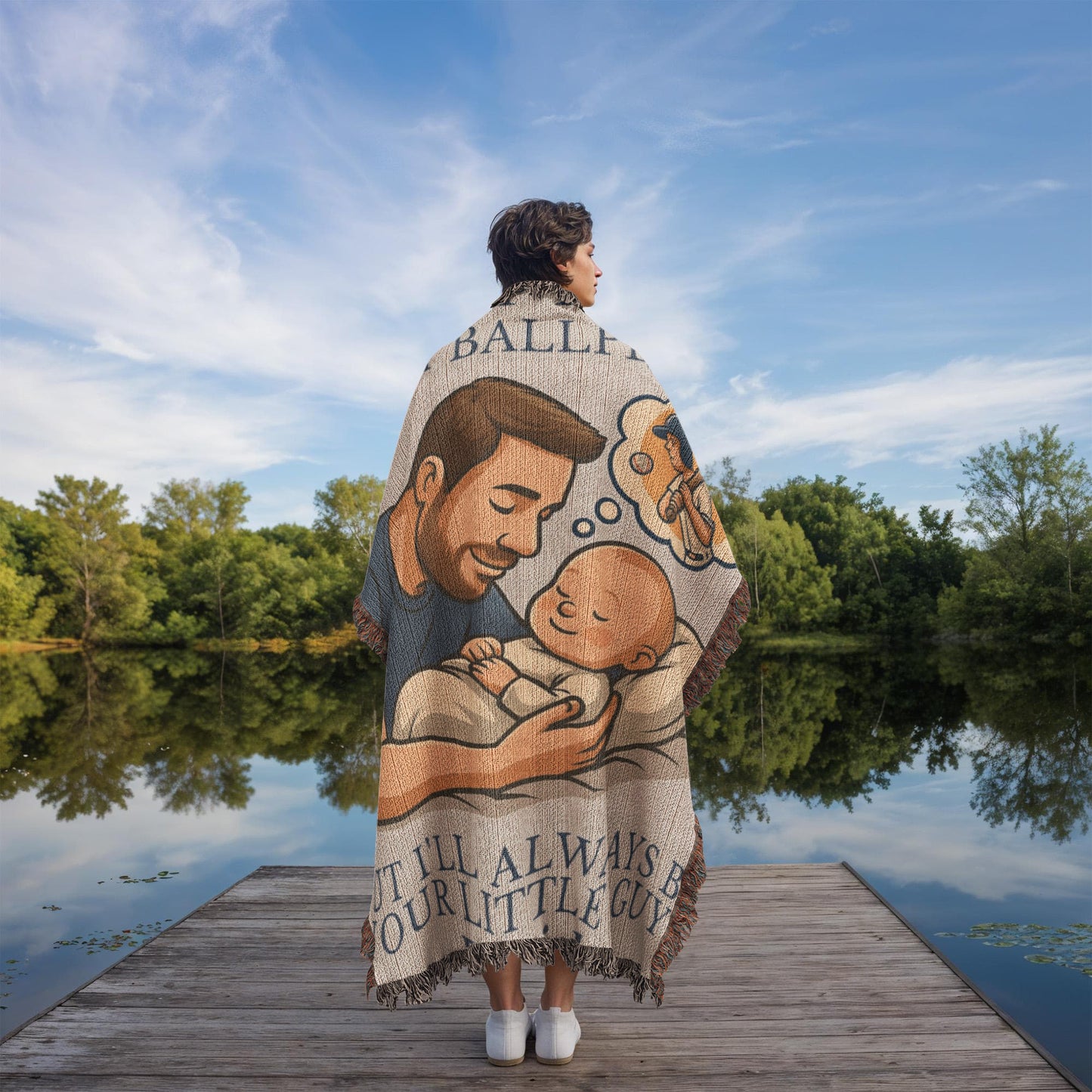 Love Custom Sherpa Fleece Woven Blanket for Dad