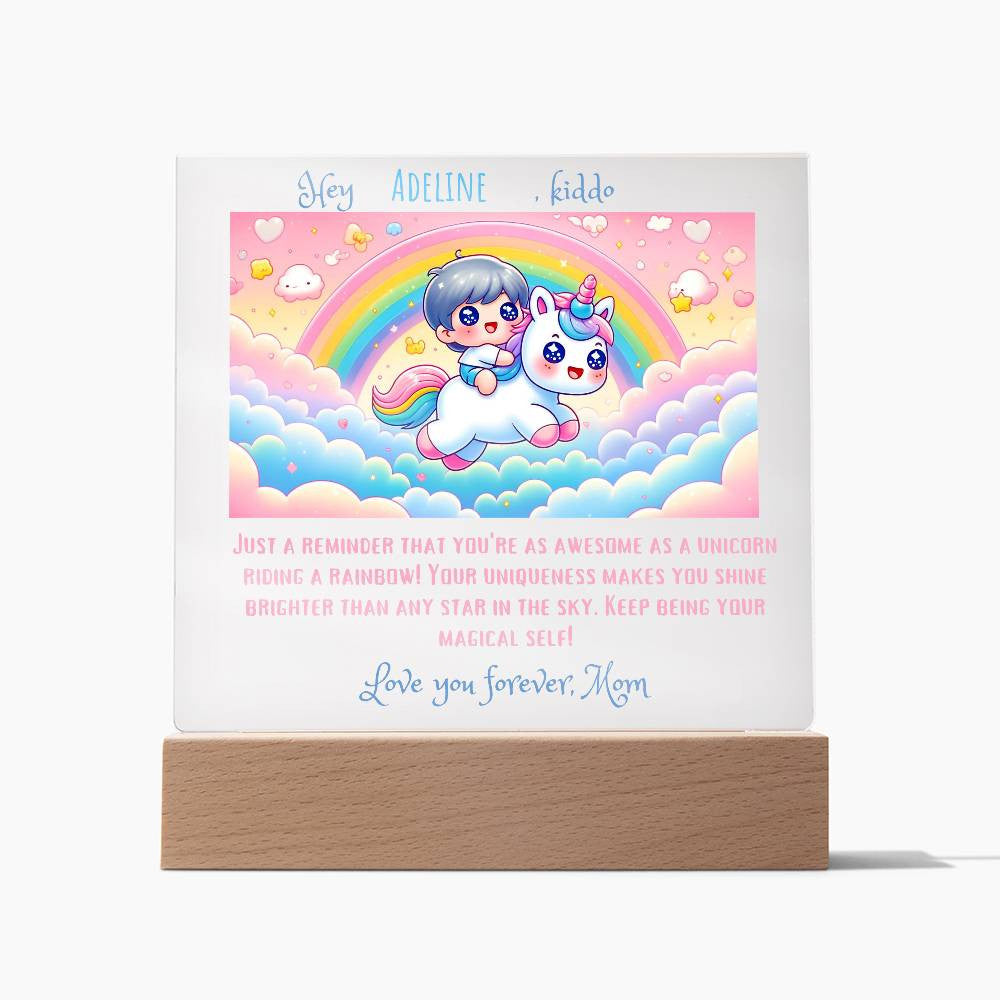 Personalized Acrylic Plaque Rainbow unicorn Gift for Daughter