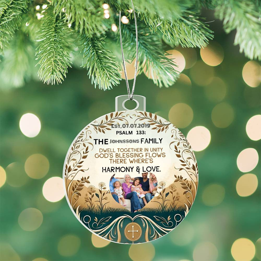 Bible Photo Ornament Personalized Family Photo Christian Holiday Gift Spiritual Christmas Decoration Inspirational Keepsake Religious Decor