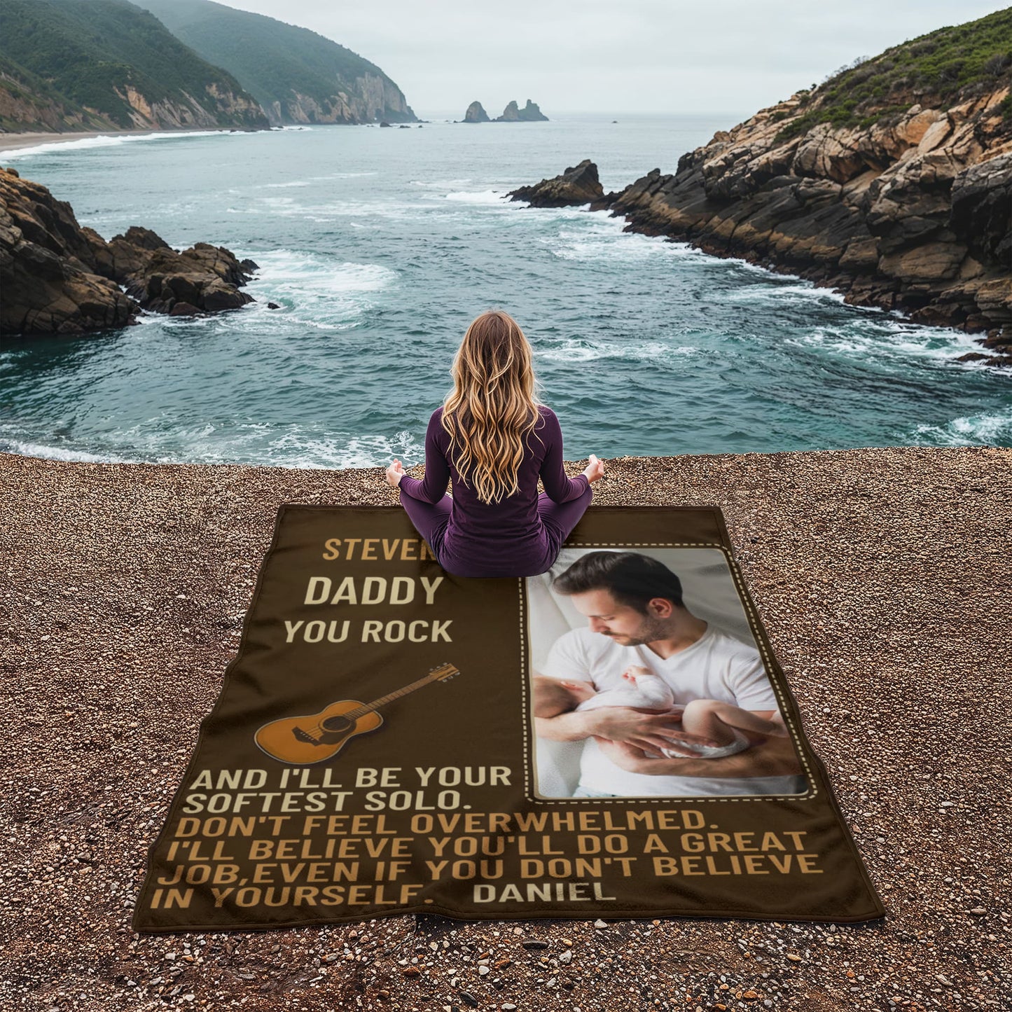 Custom Sherpa Fleece Woven Love Blanket for a New Dad