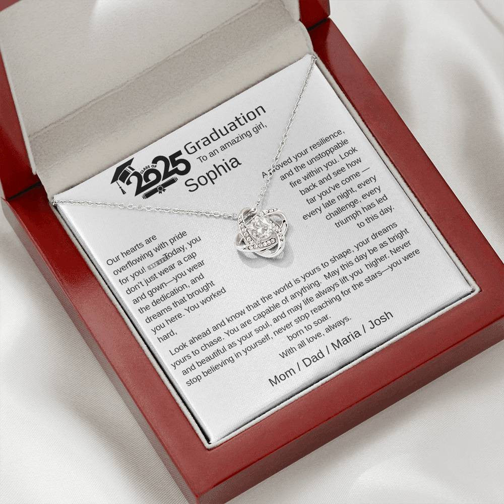 A Graduation Personalized Necklace Gift for a Woman.