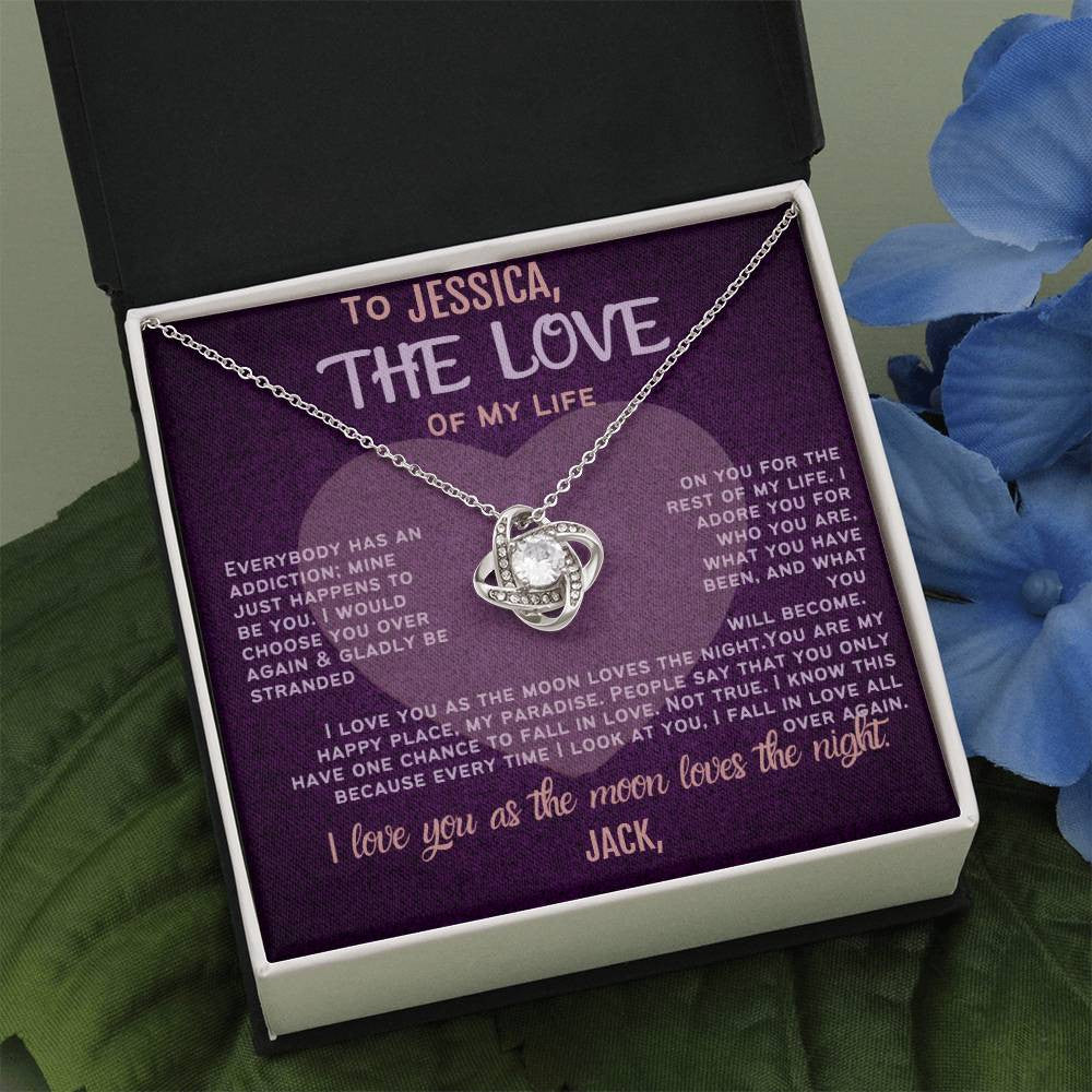 A Love Message From Your Partner: husband, boyfriend, sweetheart with Love Knot Necklace (Yellow & White Gold Variants)