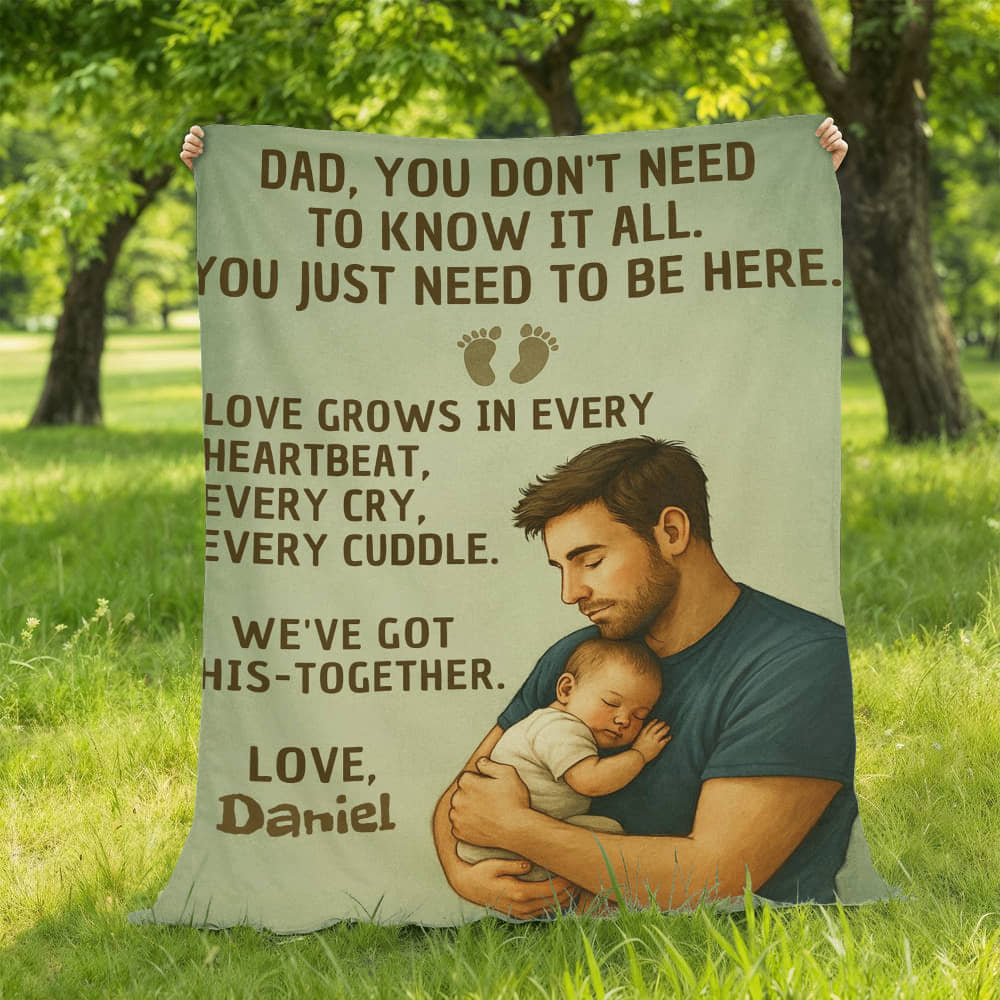 New Dad Custom Sherpa Fleece or Woven Blanket