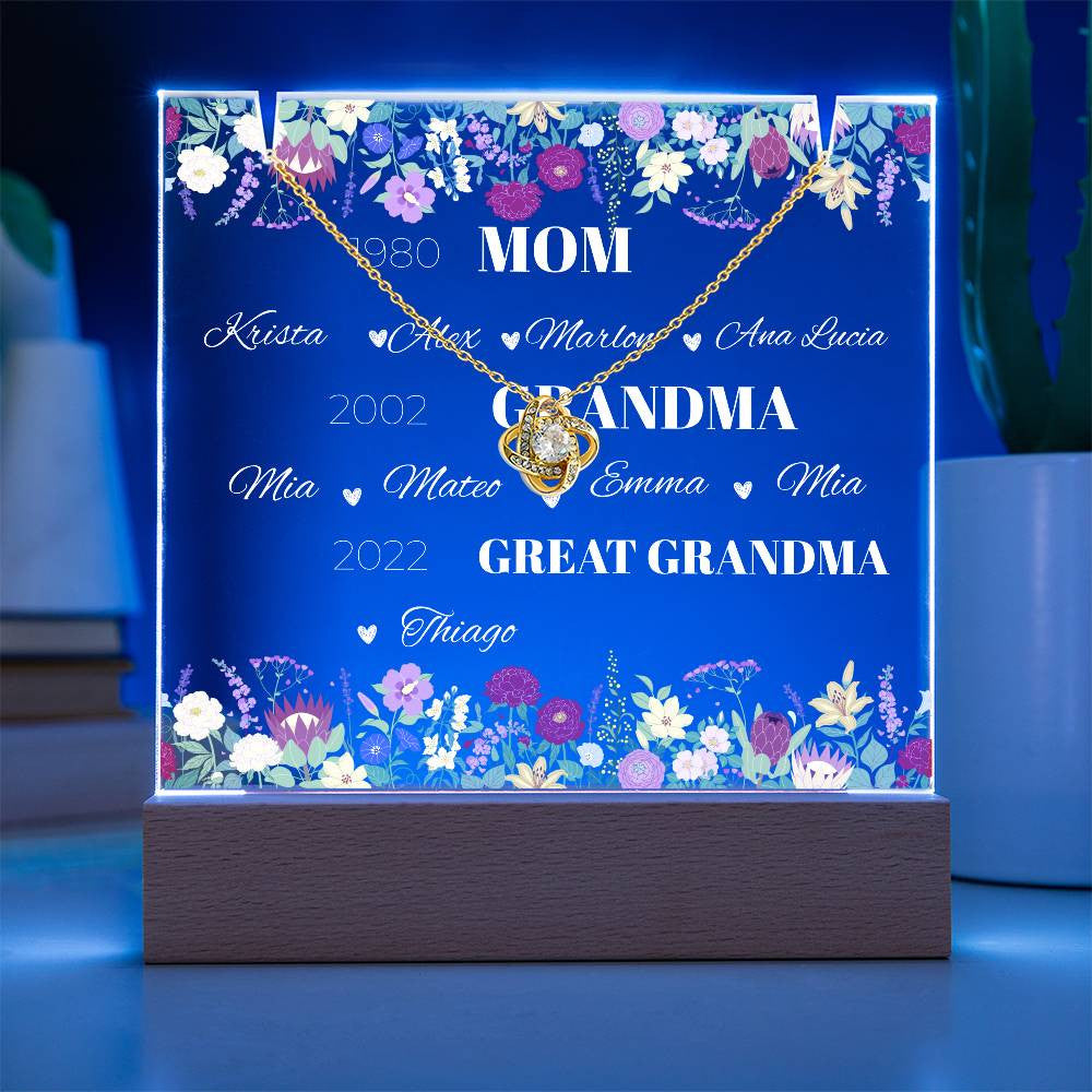 Personalized Gift Acrylic Necklace Bundle for Mom, Grandma and Greatgrandma