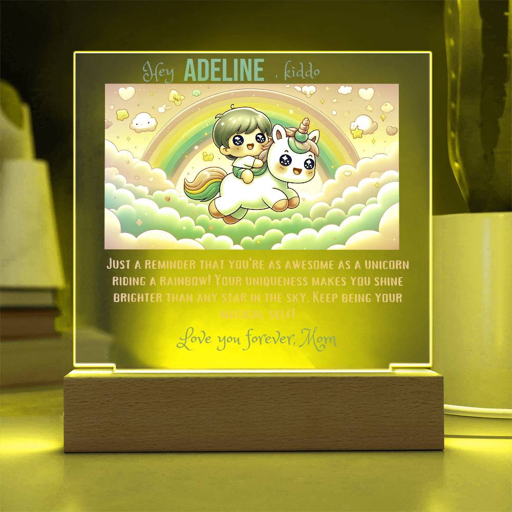 Personalized Acrylic Plaque Rainbow unicorn Gift for Daughter