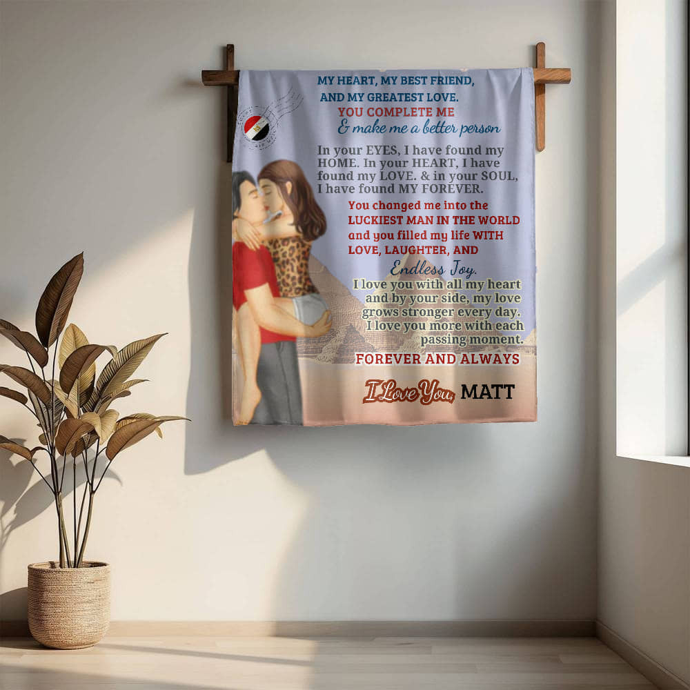 A Love Letter from Egypt to my Wife, Girlfriend or Partner, a Sherpa, Fleece or Woven Blanket