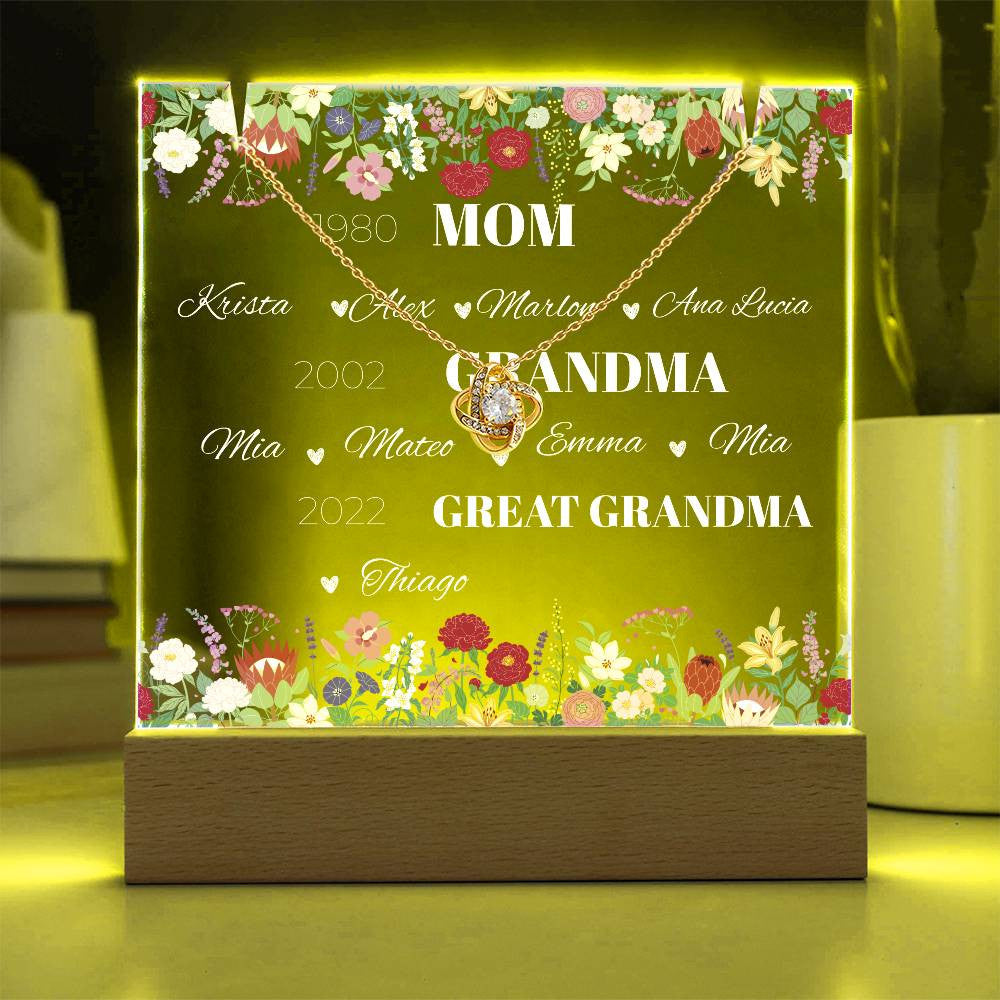 Personalized Gift Acrylic Necklace Bundle for Mom, Grandma and Greatgrandma