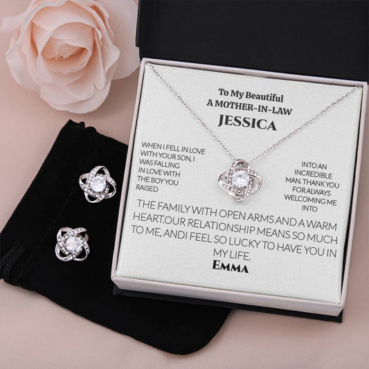 A Custom Love Earring & Necklace SetGift for Mom-In-Law