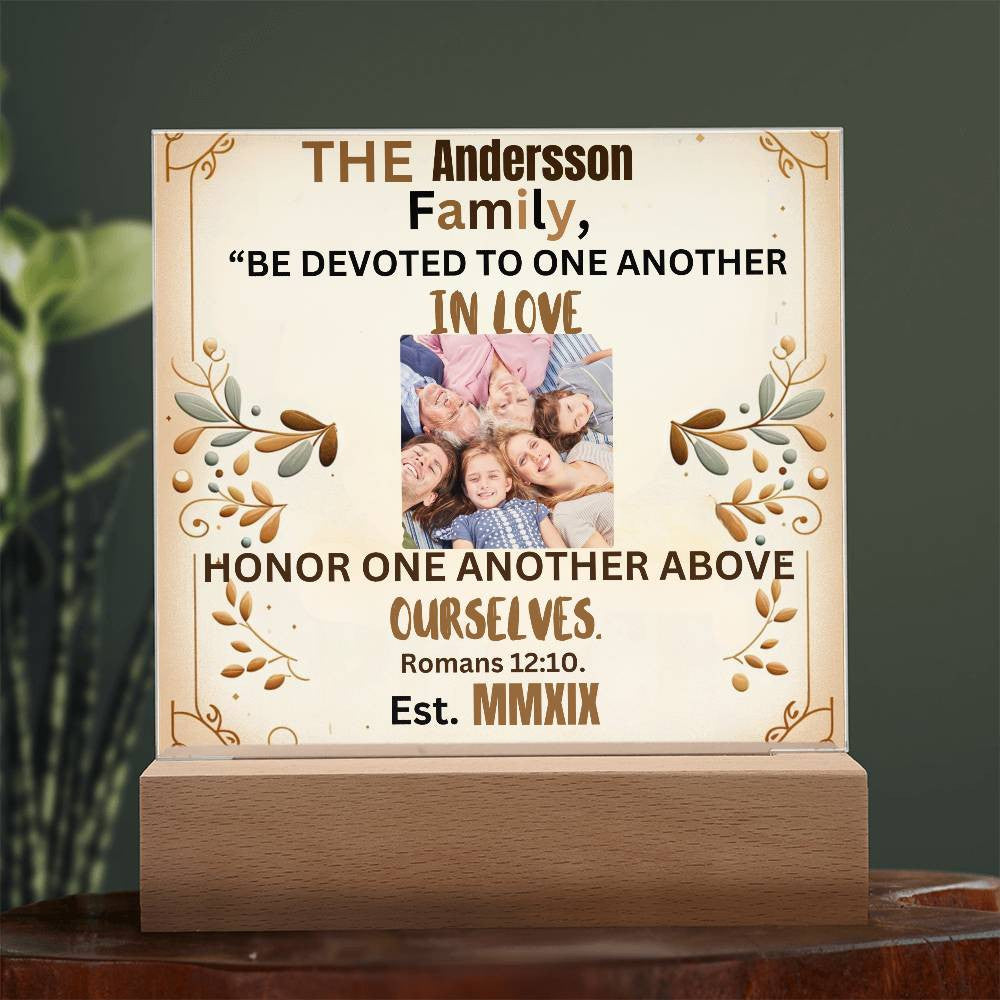 Personalized Catholic Family Gift With Inspirational Biblical Quote Home Acrylic Plaquet with Inspirational Religious Lighted Table Home Art