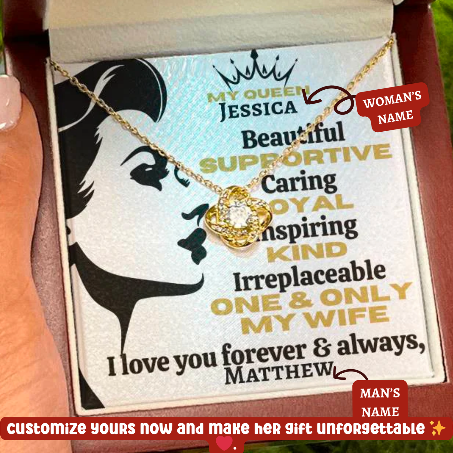 A Love Knot Profile Def Necklace (Yellow & White Gold Variants) for My Wife, Girlfriend or Partner