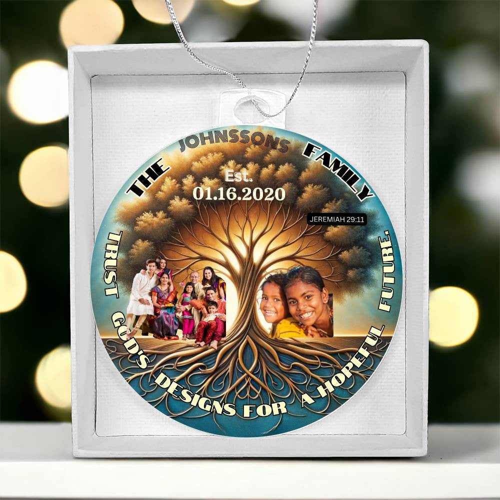 Custom Bible Ornament Family Photo Name Religious Holiday Decor Spiritual Christmas Gift Inspirational Keepsake Christian Family Ornament