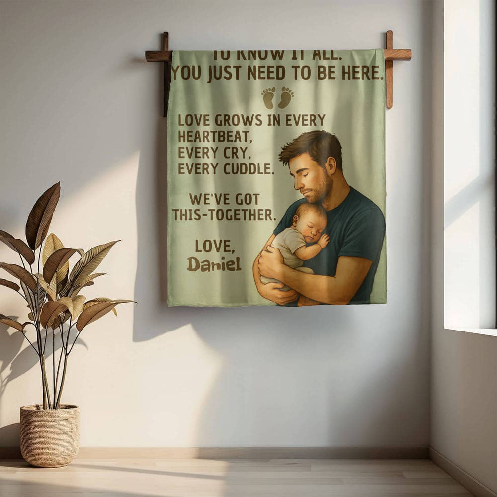 New Dad Custom Sherpa Fleece or Woven Blanket