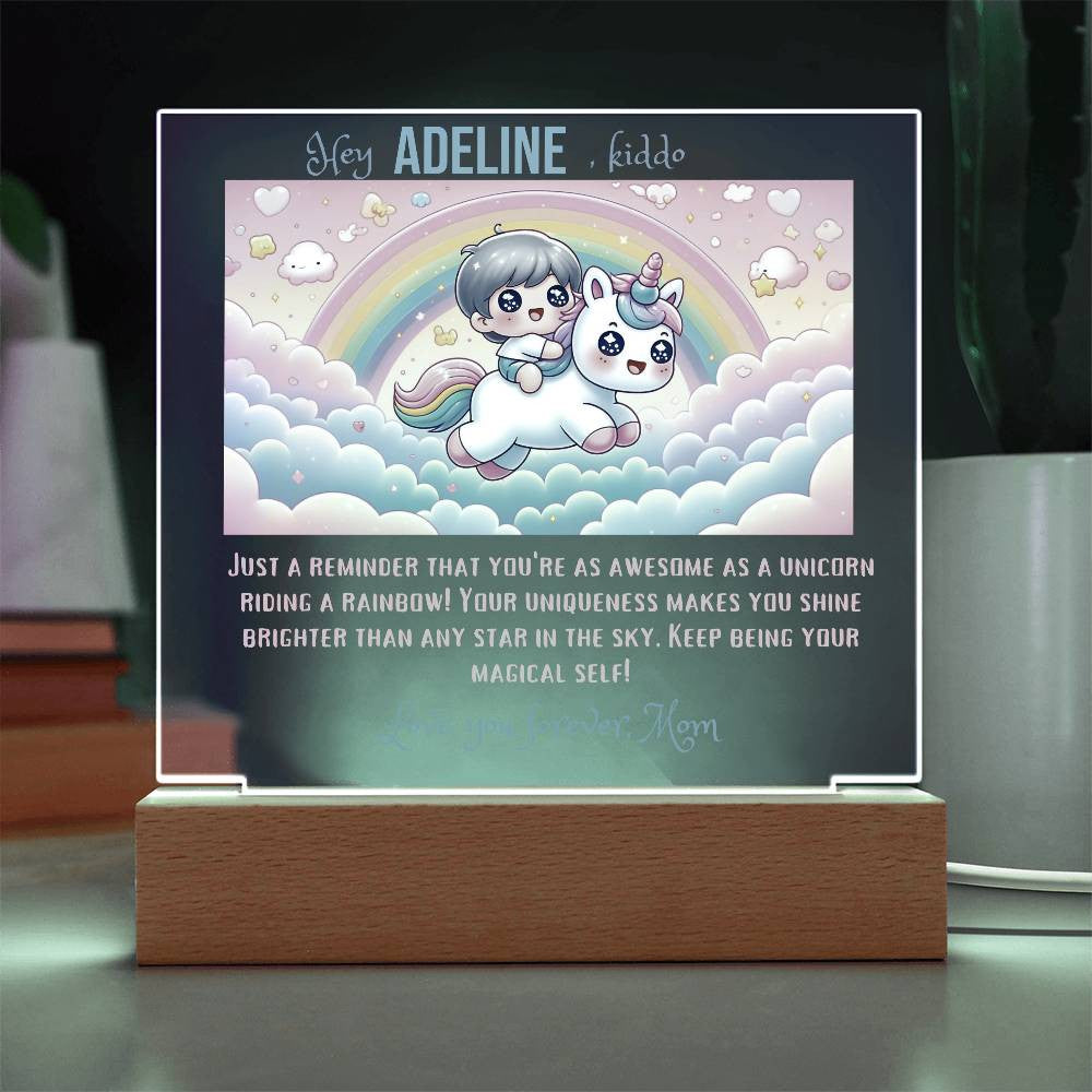 Personalized Acrylic Plaque Rainbow unicorn Gift for Daughter