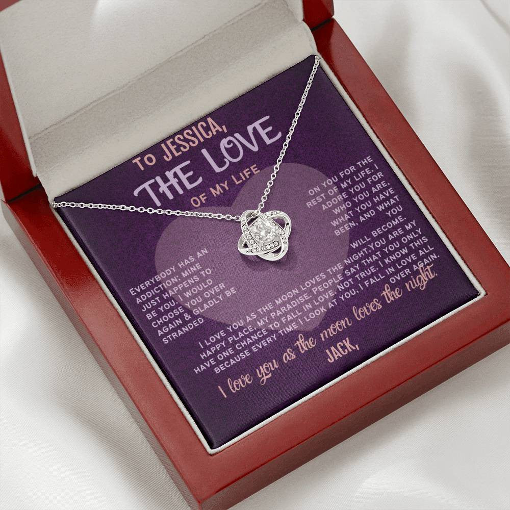 A Love Message From Your Partner: husband, boyfriend, sweetheart with Love Knot Necklace (Yellow & White Gold Variants)