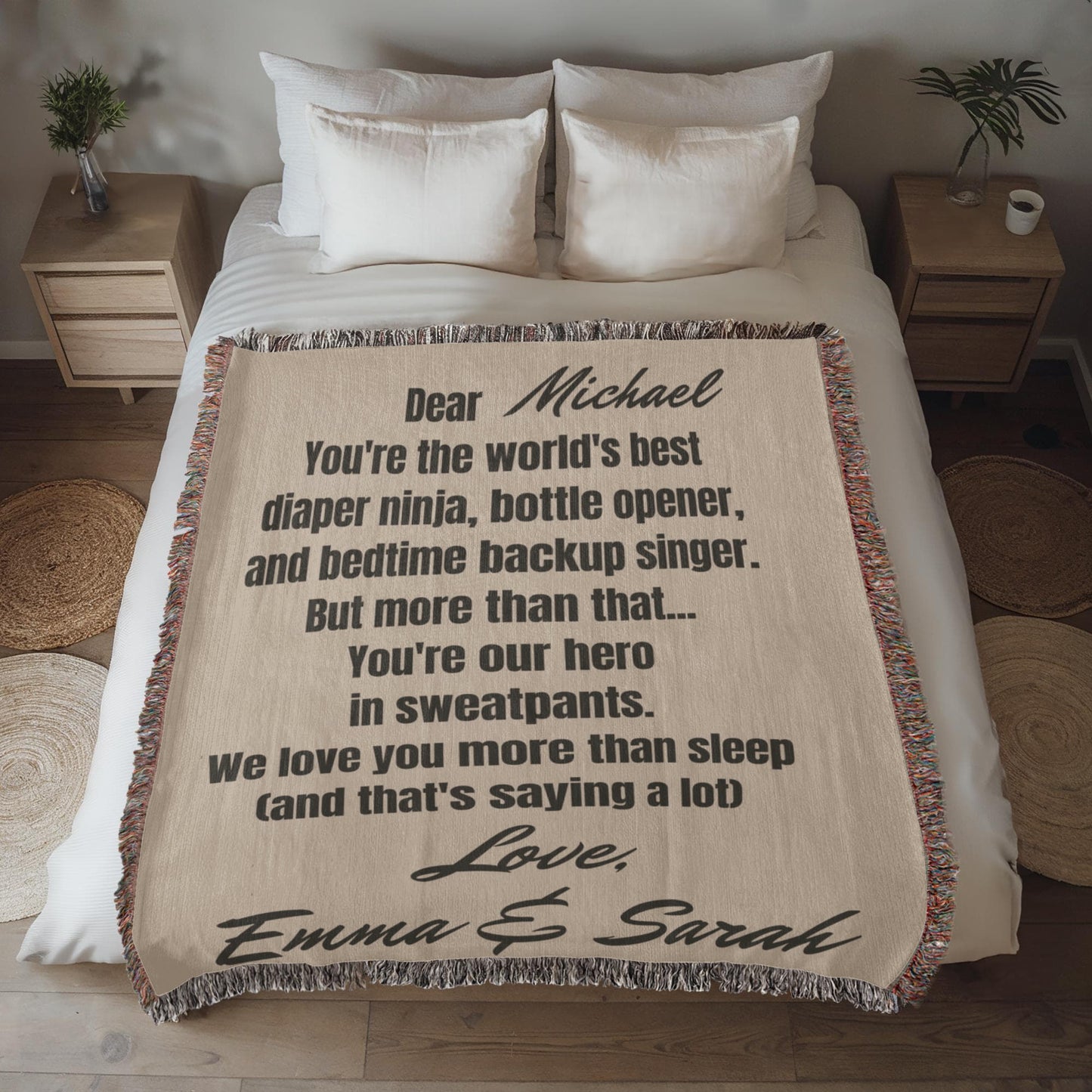 Custom New Dad Love Fleece Sherpa or Woven Blanket