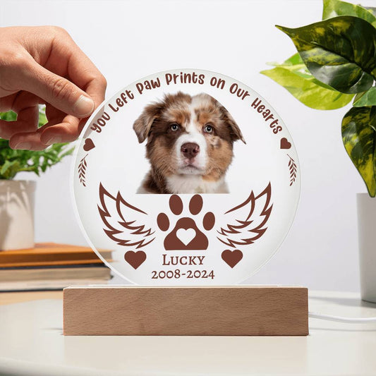 A Personalized Circle Dog Memorial Acrylic Circle Plaque