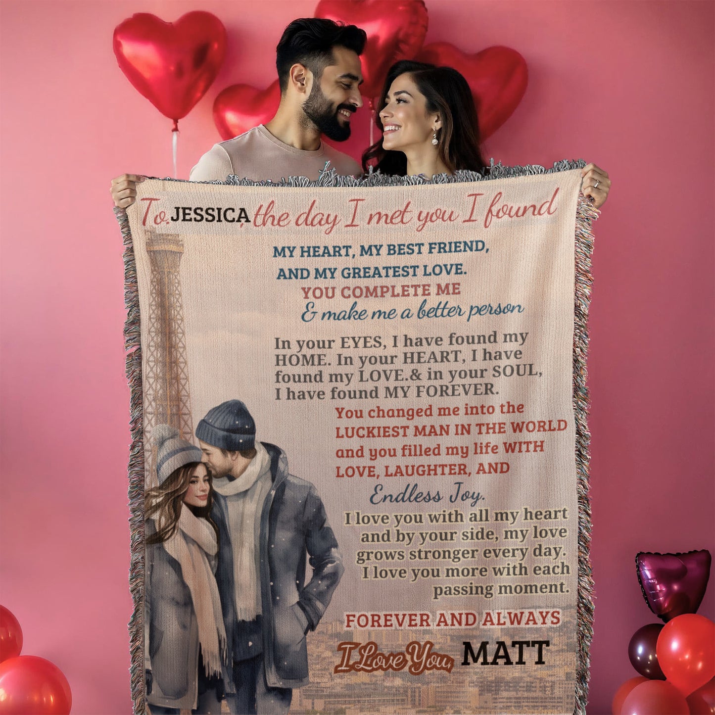 A Love Letter from My Girlfriend, Wife or Partner, a Sherpa, Fleece or Woven Blanket