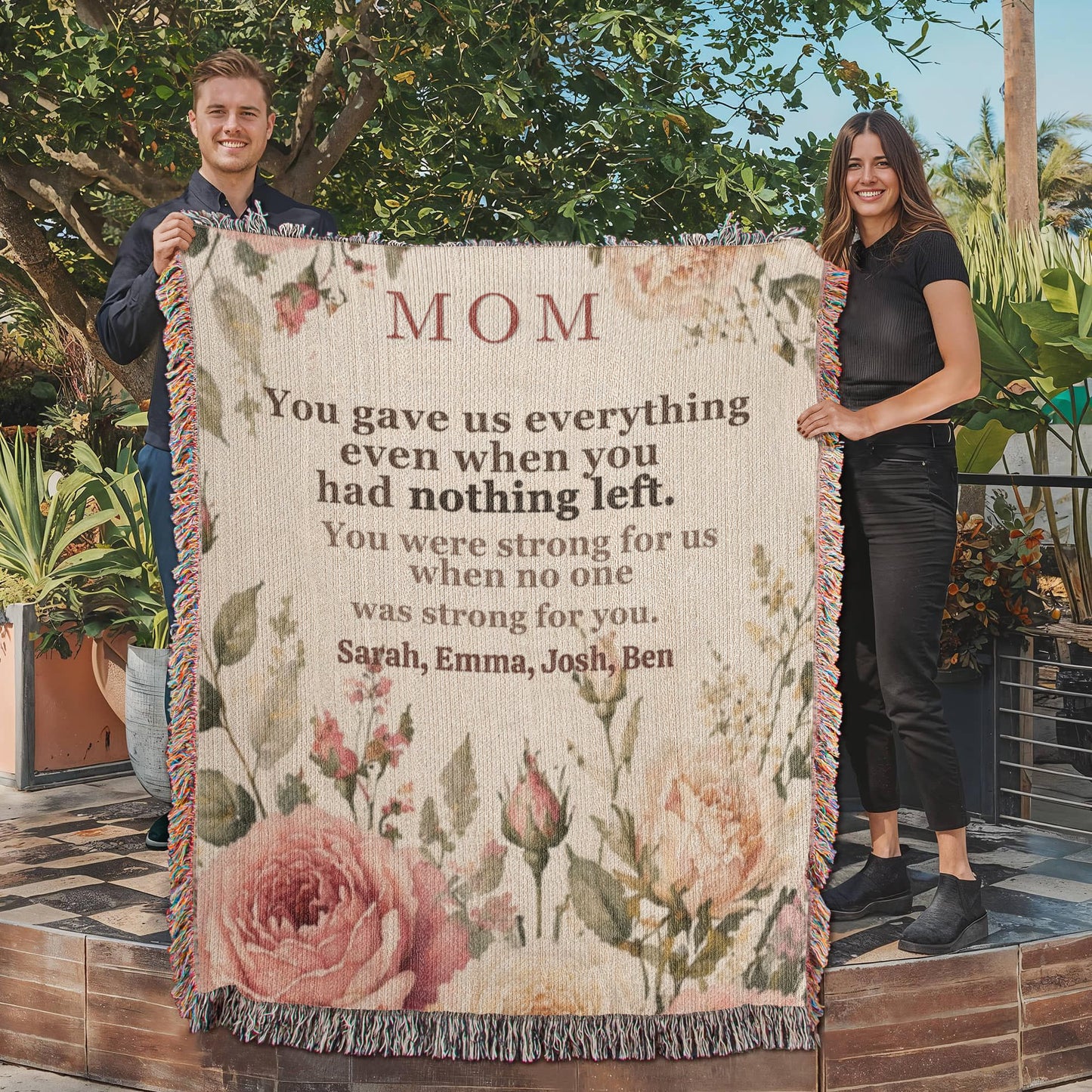 Mom Blanket – “You Gave Us Everything” Woven Throw | Emotional Gift for Mother | Daughter to Mom Gift