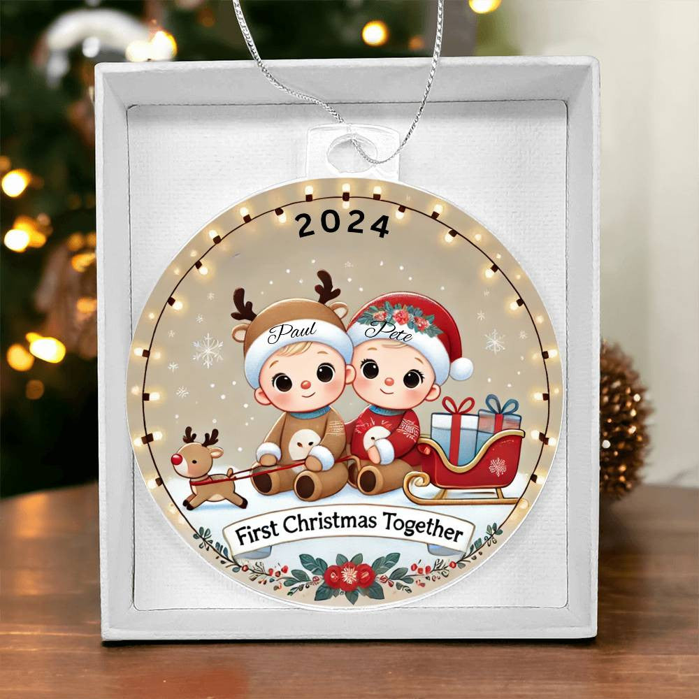 Personalized Gift For Twin Boys Sons First Christmas Custom Ornament for Newborn Babies With Their Names Year Holiday Tree Decor Keepsake