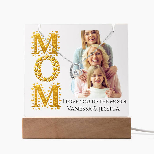 A Love Keepsake Acrylic and Necklace Bundle for Mom and / or Grandma
