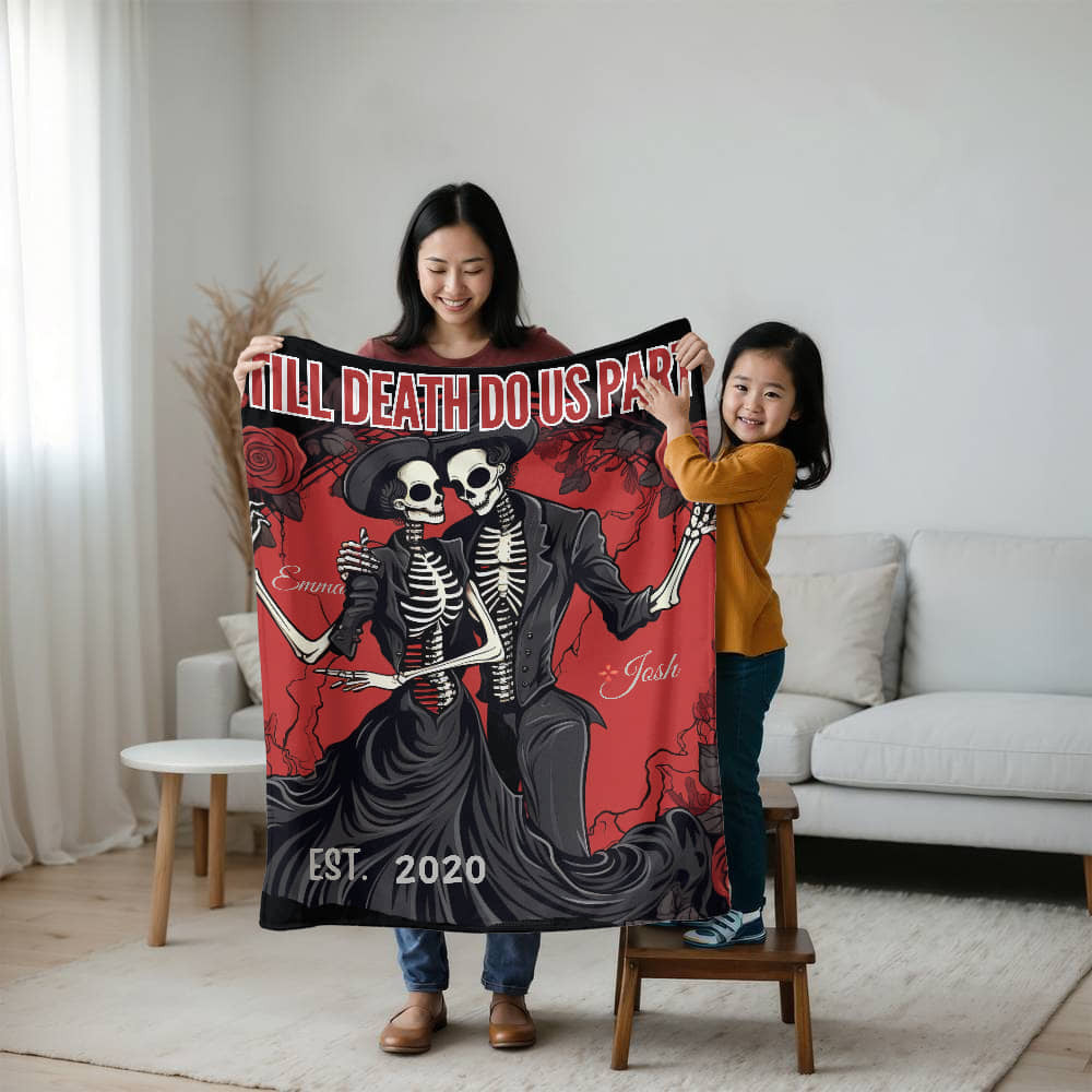 A Skeleton Love Sherpa or Fleece Blanket