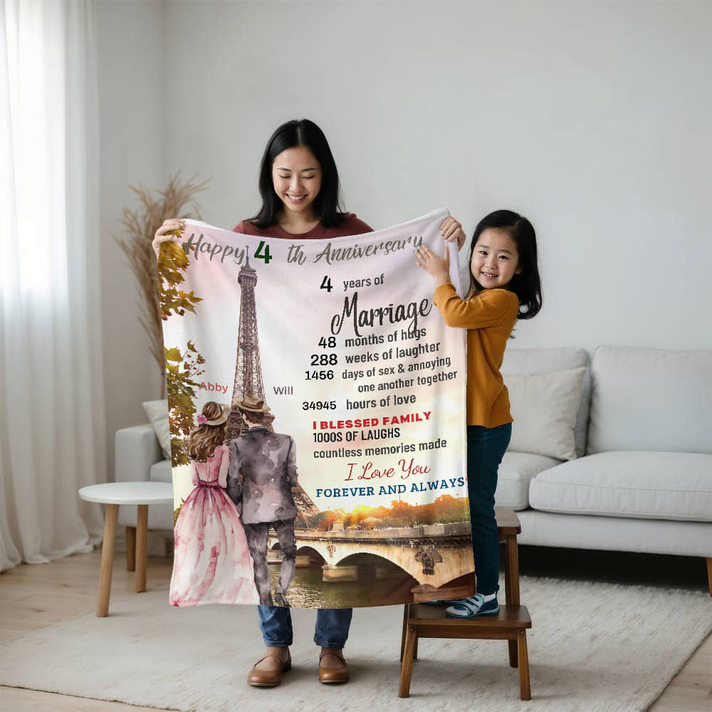 An Anniversary in Paris Sherpa or Fleece Blanket