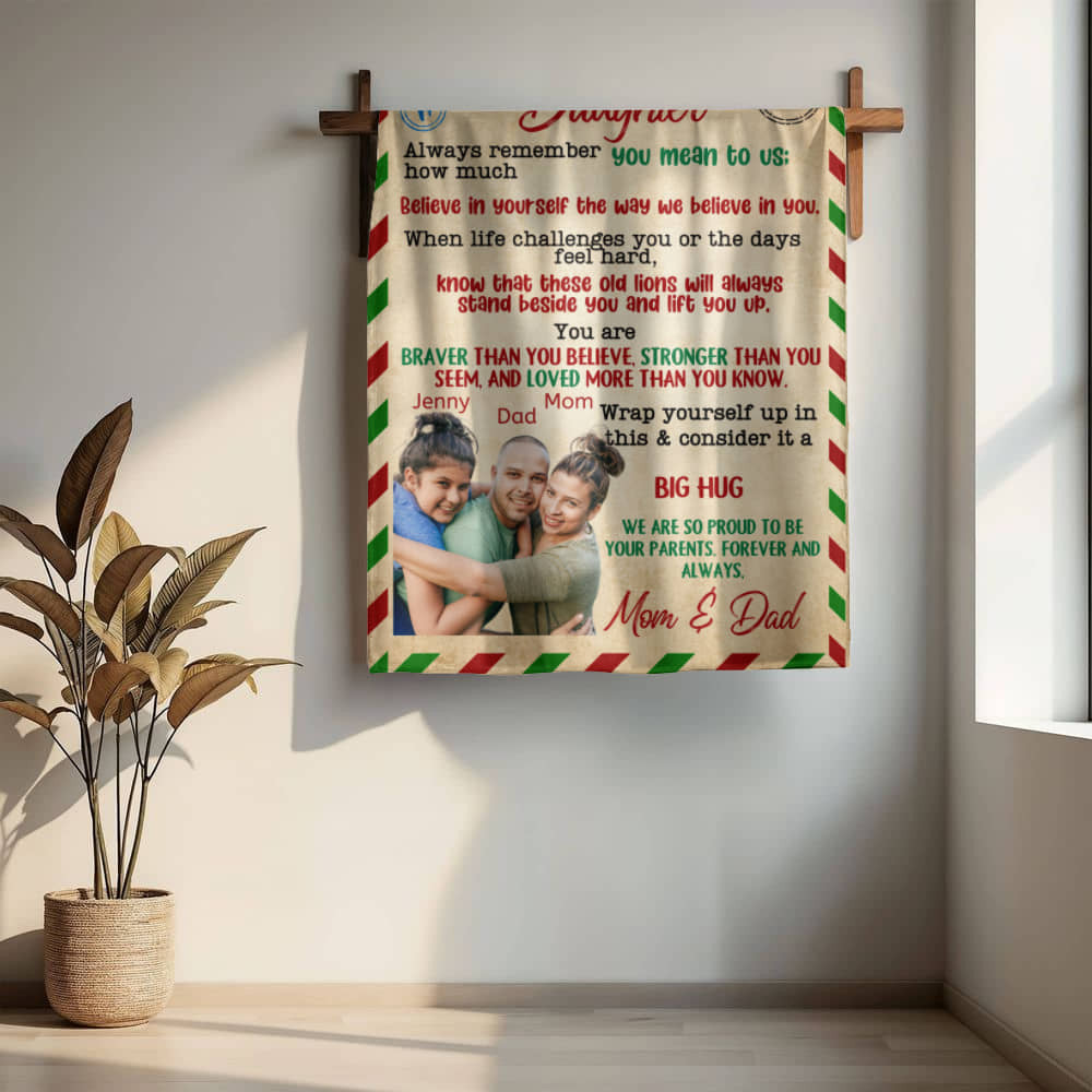 A Letter to Daughter from Parents photo name heirloom, sherpa or fleece vintage photo blanket