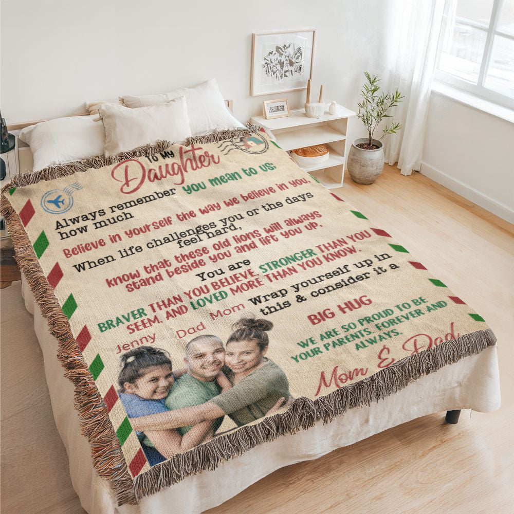 A Letter to Daughter from Parents photo name heirloom, sherpa or fleece vintage photo blanket