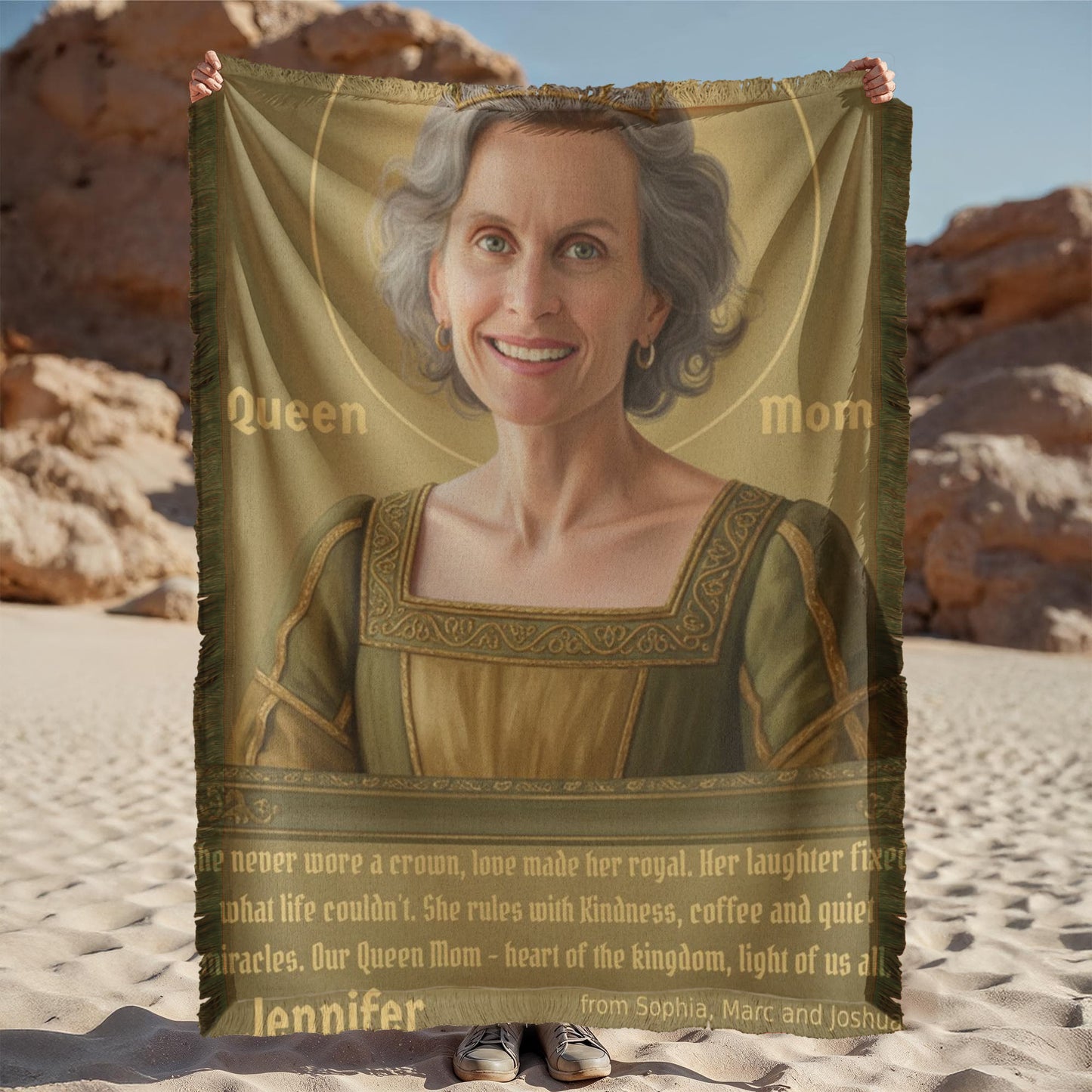 Queen Mom / King Dad Custom Royal Portrait Blanket – Upload Photo & Get Live Preview | Woven, Sherpa & Fleece