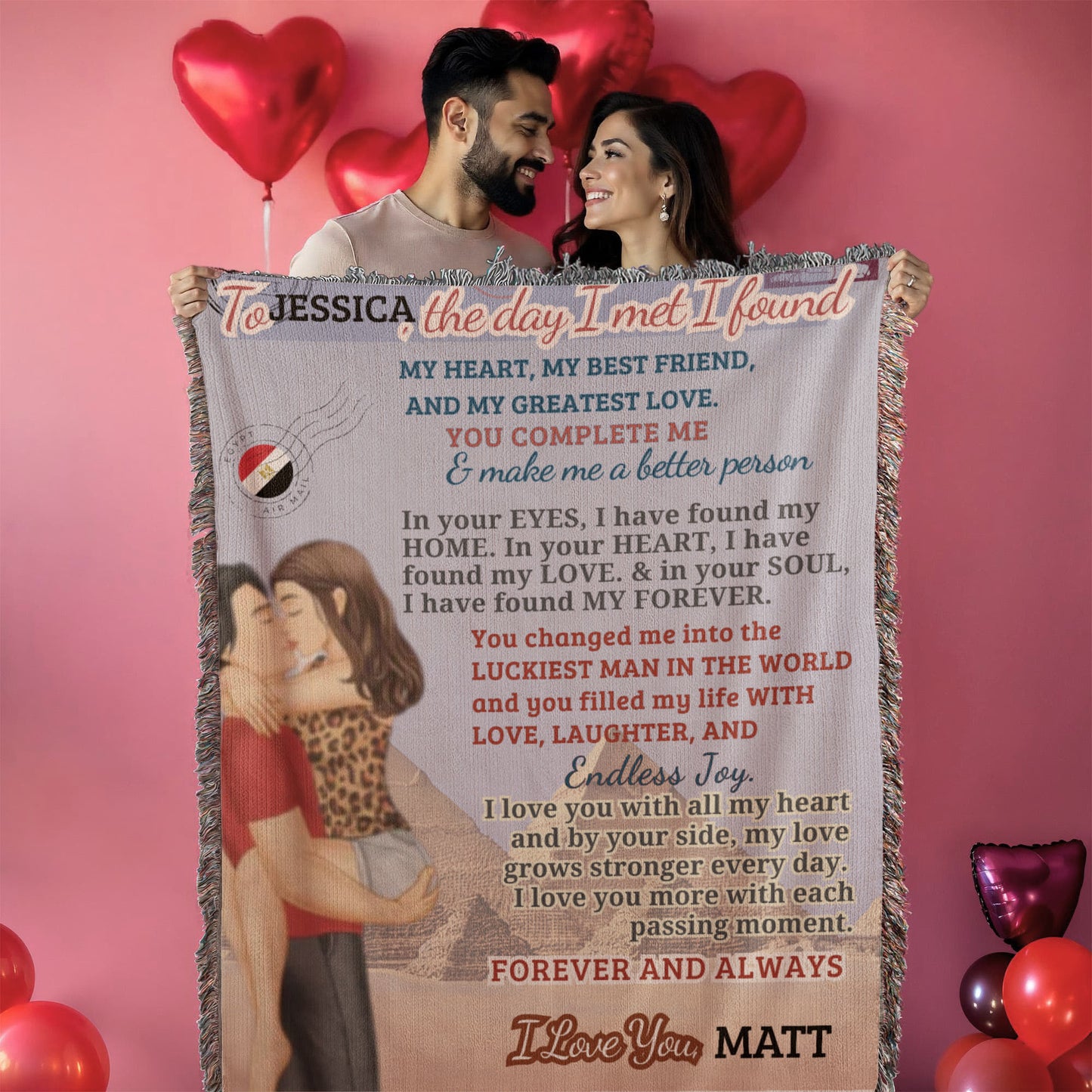 A Love Letter from Egypt to my Wife, Girlfriend or Partner, a Sherpa, Fleece or Woven Blanket