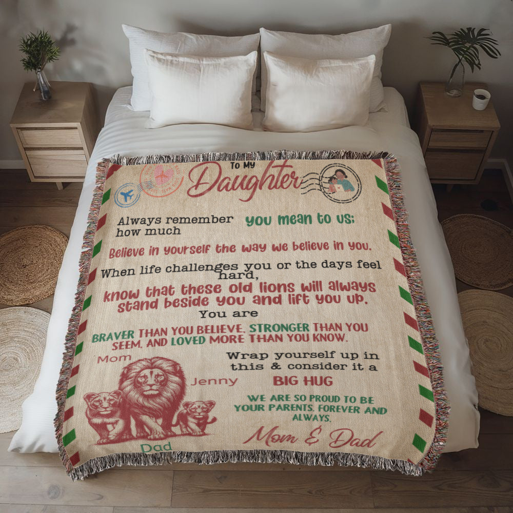 A Letter to Daughter from Mom photo name heirloom, sherpa or fleece vintage red lion blanket