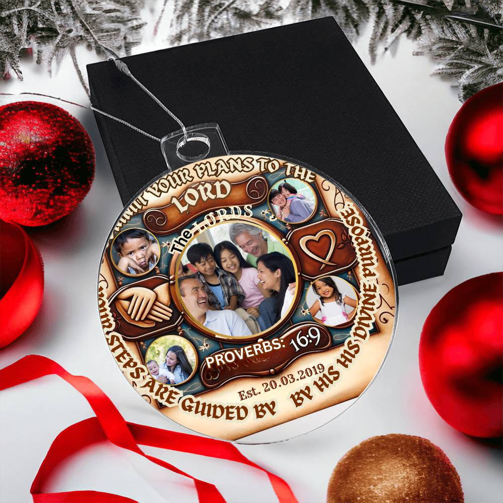 Custom Bible Ornament Family Photo Name Religious Holiday Decor Spiritual Christmas Gift Inspirational Keepsake Christian Family Plaque