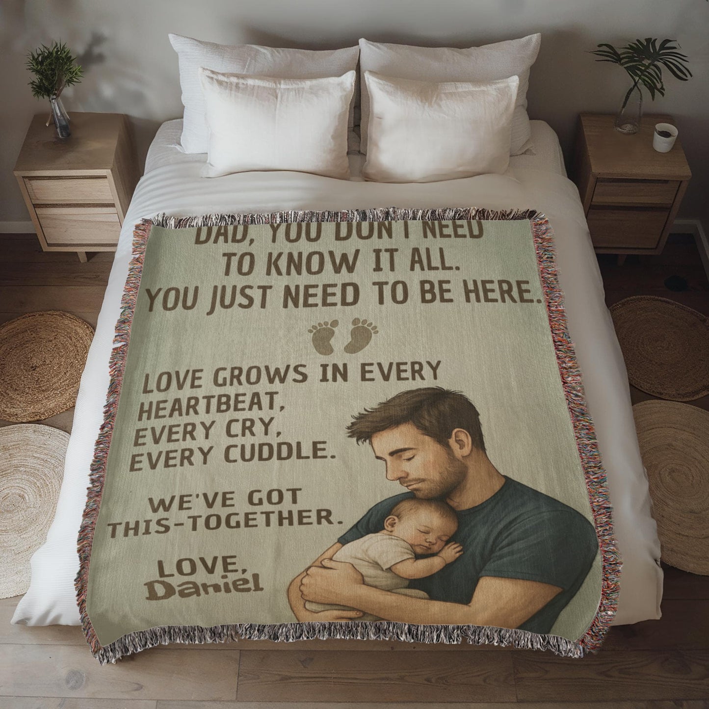 New Dad Custom Sherpa Fleece or Woven Blanket