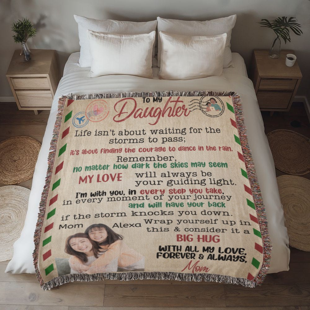 2. Custom Photo Daughter Heirloom Woven, Sherpa or Fleece Blanket Letter from Mom Storm 2