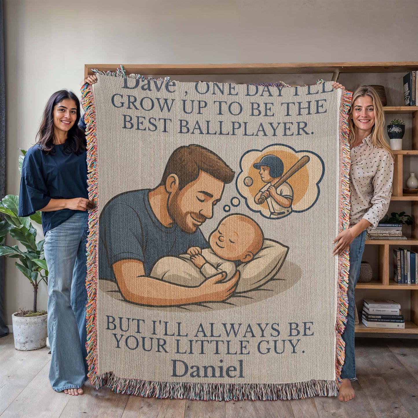 Love Custom Sherpa Fleece Woven Blanket for Dad