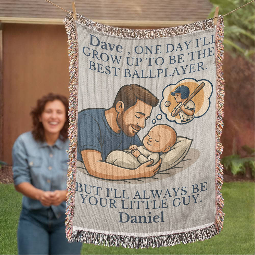 Love Custom Sherpa Fleece Woven Blanket for Dad