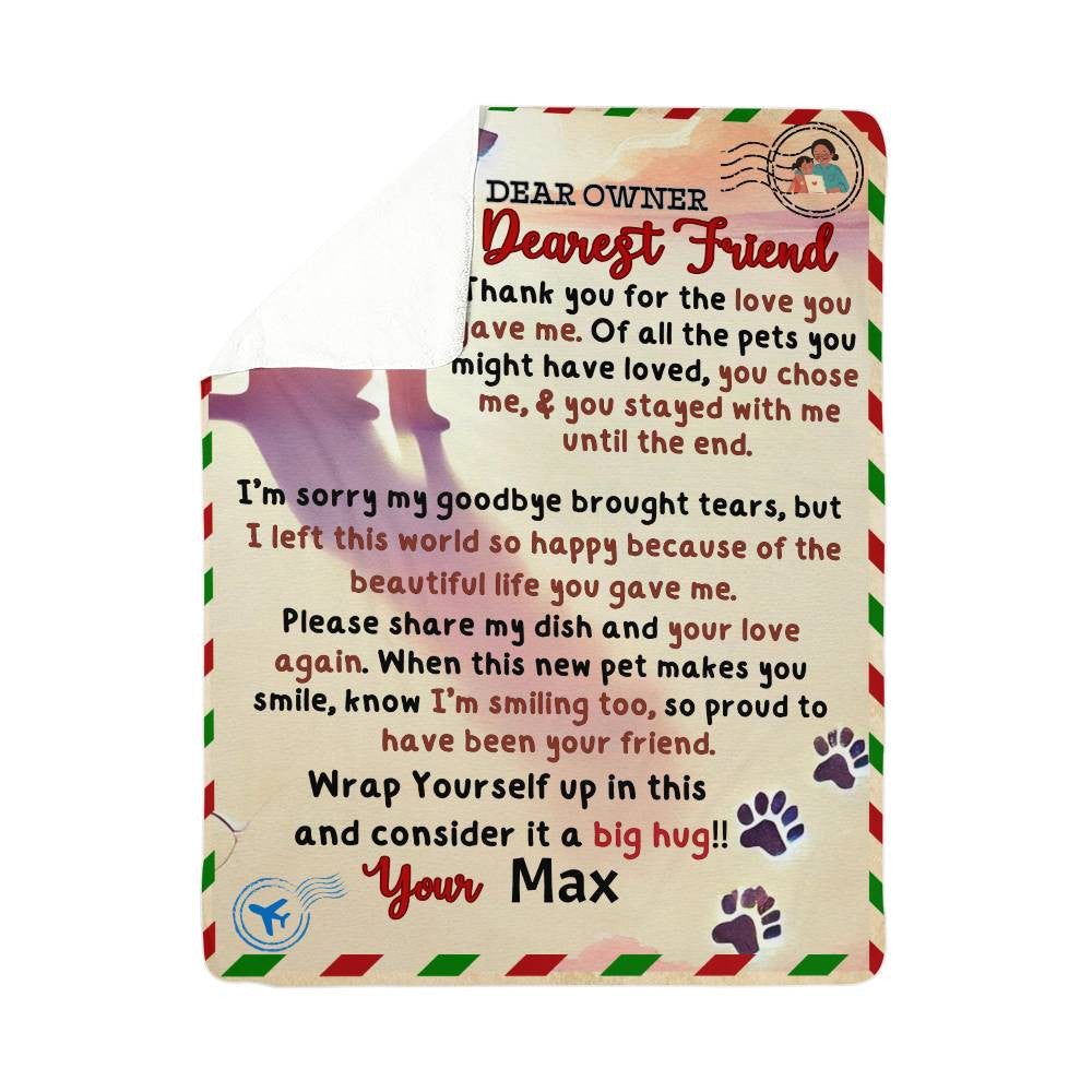 A Personalized Letter from a Dog to the Owner Sherpa or Fleece Blanket
