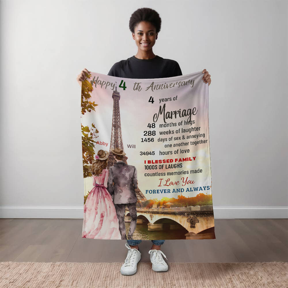An Anniversary in Paris Sherpa or Fleece Blanket