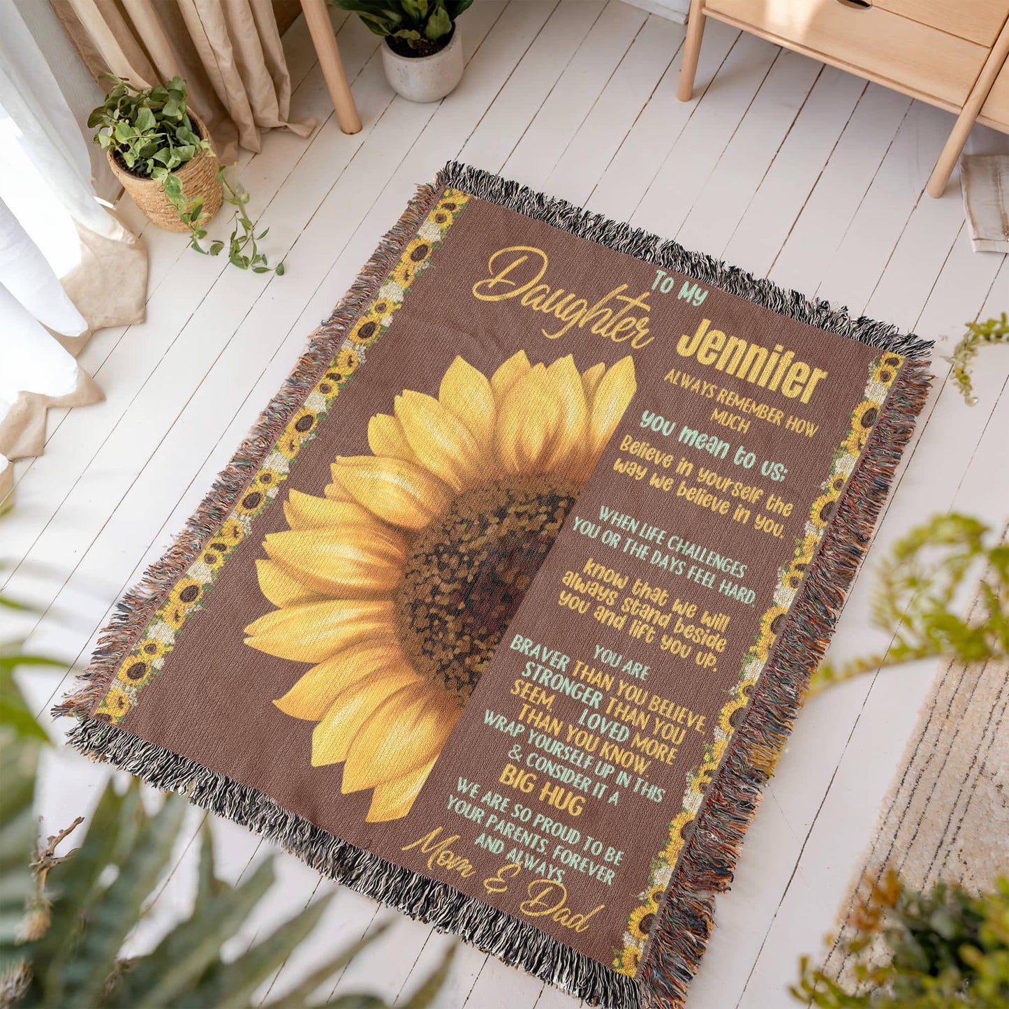 A Sunflower Daughter from Dad Heirlooom, Sherpa or  Fleece Blanket (3:4)