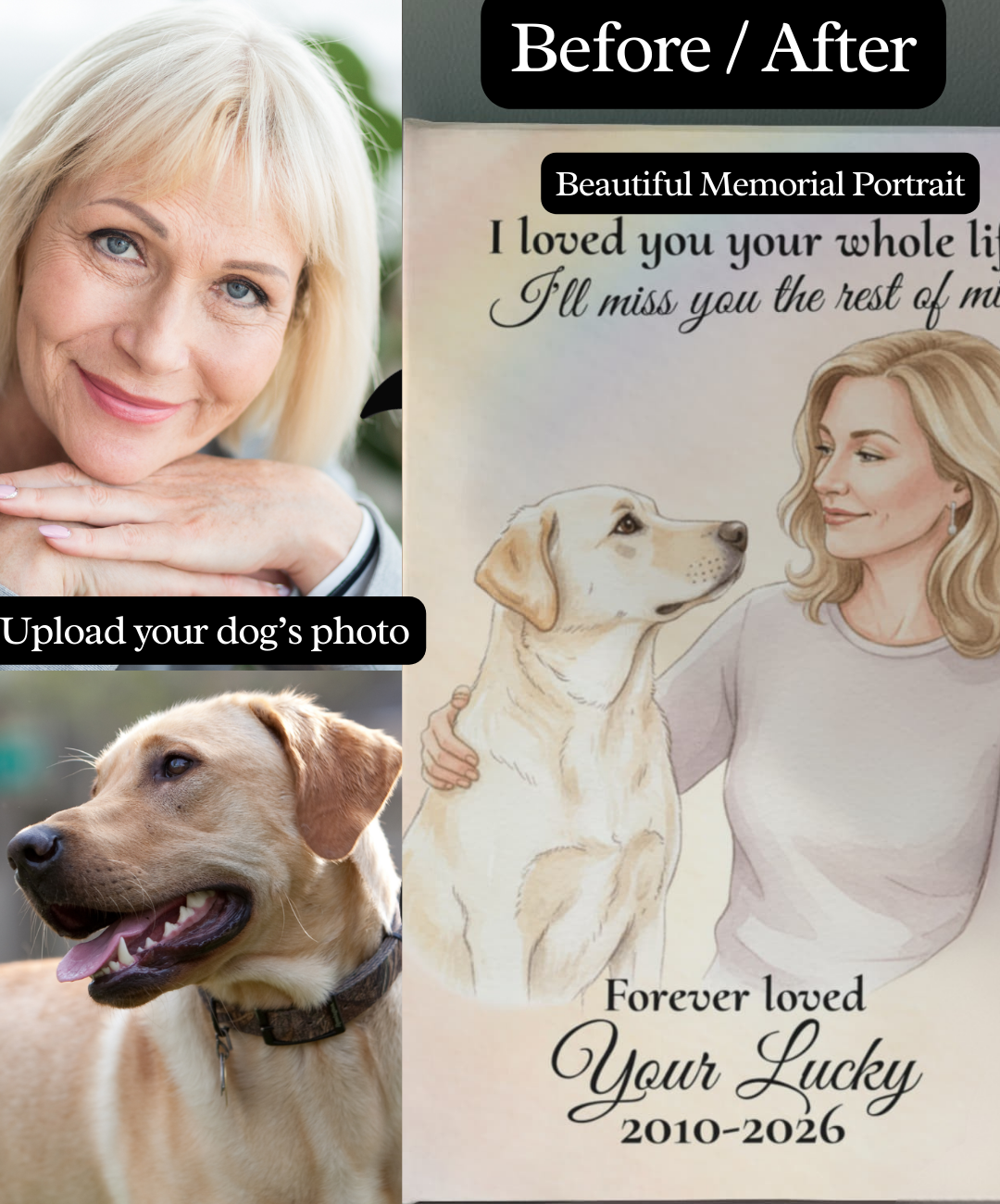 Custom Dog Memorial Portrait A Beautiful Tribute to the Dog You Loved