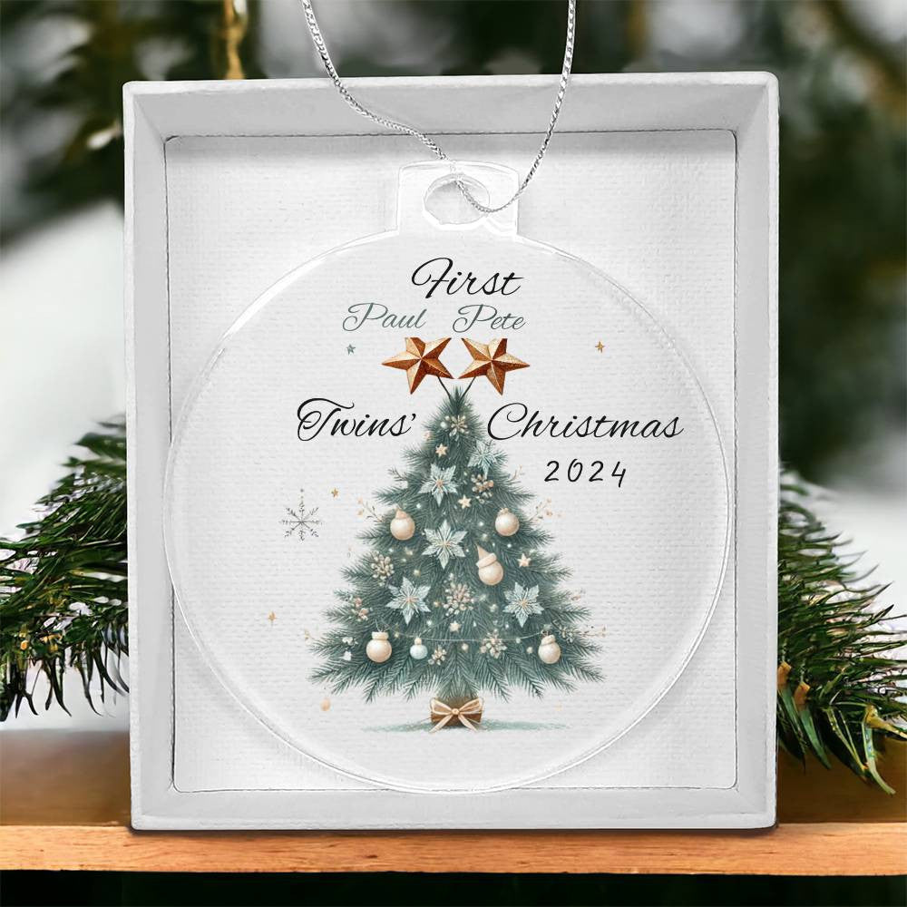 Personalized Gift For Twin Boys First Christmas Custom Ornament for Newborn Babies With Their Names Year Holiday Sons' Tree Decor Family