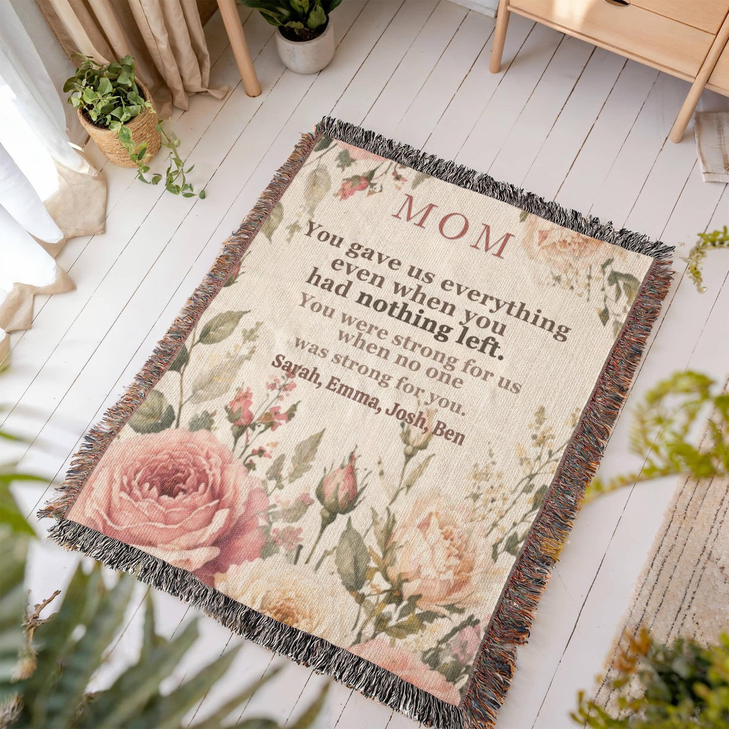 Mom Blanket – “You Gave Us Everything” Woven Throw | Emotional Gift for Mother | Daughter to Mom Gift