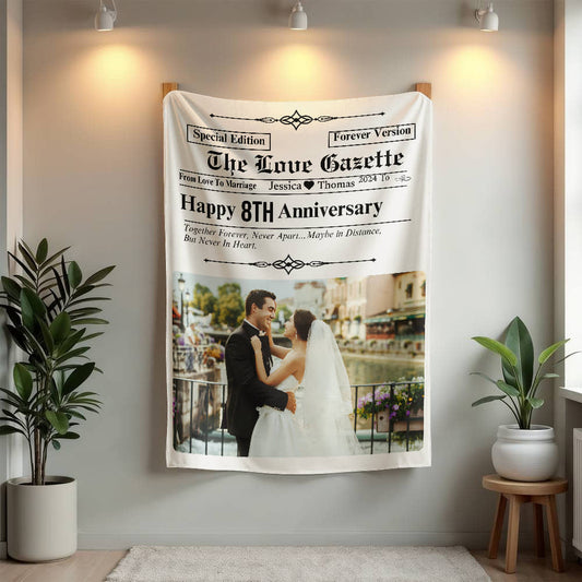 A Personalized Newspaper Love Sherpa or Fleece Blanket