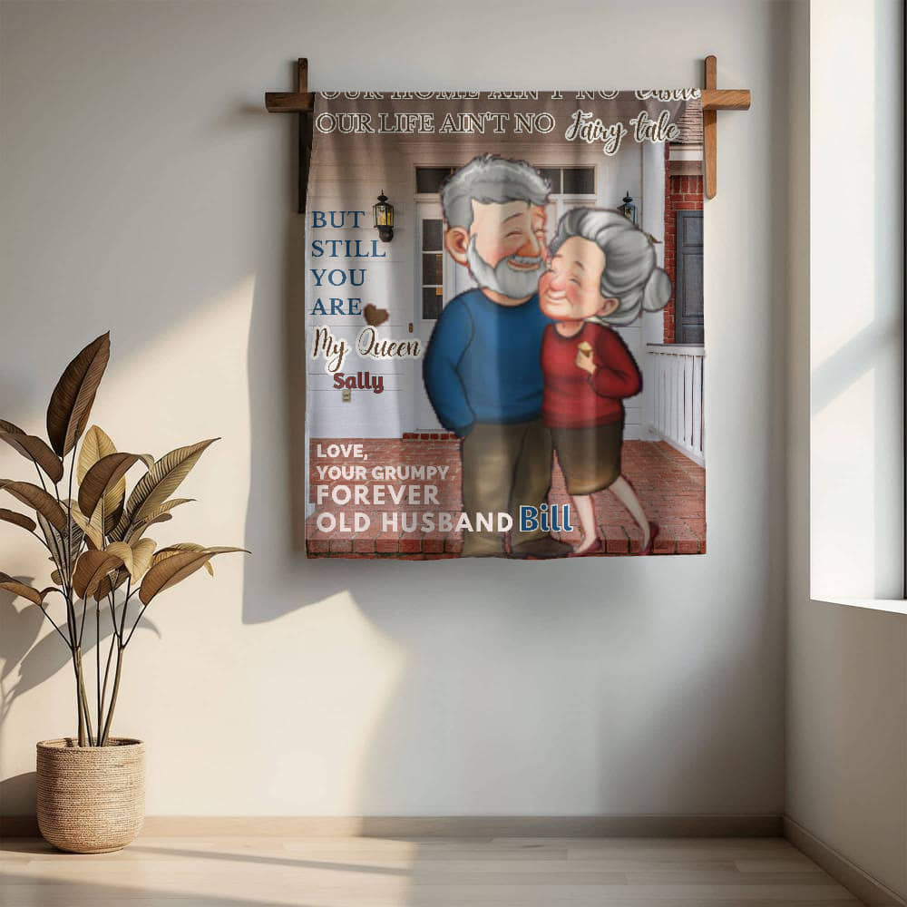 A No Castle Love Sherpa or Fleece Blanket for Older Couples