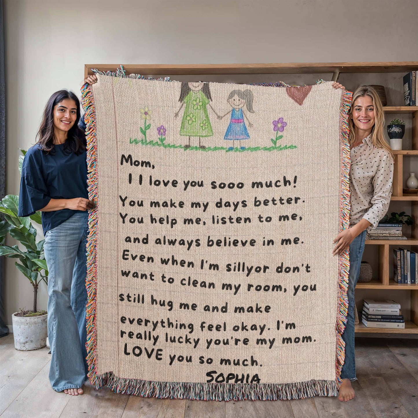 Personalized Mom Blanket from Daughter | Handwritten Letter Blanket | Custom Name Gift for Mom | Emotional Gift for Mother