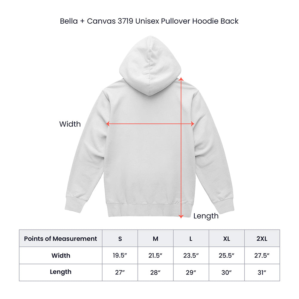 Bella + Canvas 3719 Unisex Pullover Hoodie Back Print