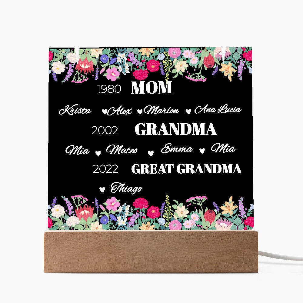 Personalized Gift Acrylic Necklace Bundle for Mom, Grandma and Greatgrandma