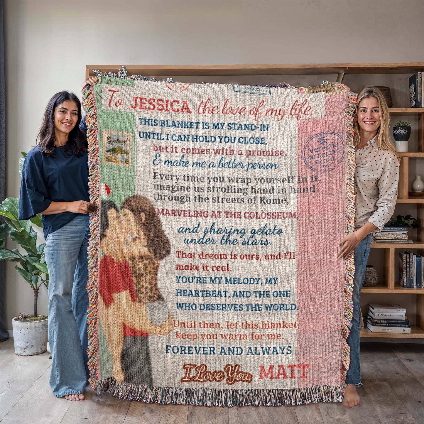 A Love Letter from Italy to my Wife, Girlfriend or Partner, a Sherpa, Fleece or Woven Blanket